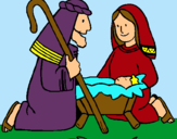 Dibujo Adoran al niño Jesús pintado por amalia