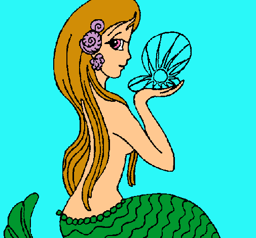 Dibujo Sirena y perla pintado por july03