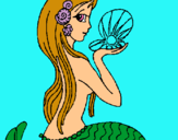 Dibujo Sirena y perla pintado por july03