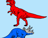 Dibujo Triceratops y tiranosaurios rex pintado por mmanuel
