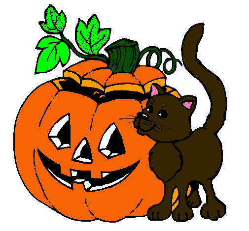 Calabaza y gato