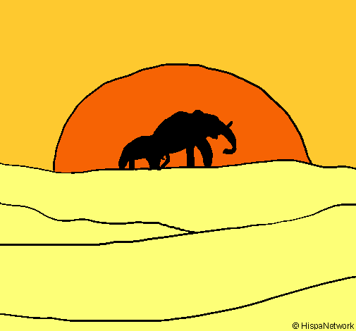 Elefante en el amanecer