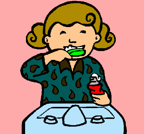 Dibujo Niña cepillándose los dientes pintado por Laida
