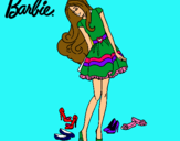 Dibujo Barbie y su colección de zapatos pintado por florangima