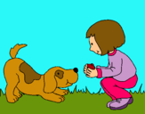 Dibujo Niña y perro jugando pintado por ujhhyy