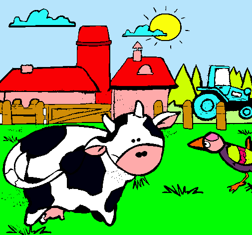 Vaca en la granja