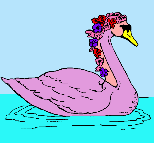 Cisne con flores