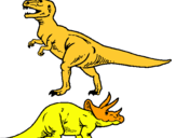Dibujo Triceratops y tiranosaurios rex pintado por monickc