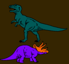 Dibujo Triceratops y tiranosaurios rex pintado por H3WIYRYRIEYD