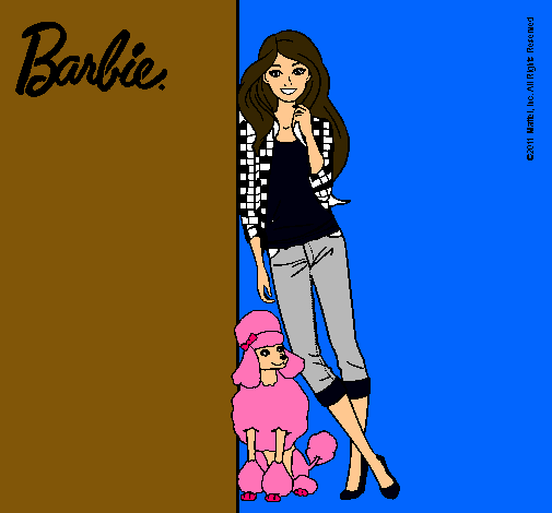 Barbie con cazadora de cuadros