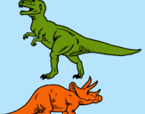 Dibujo Triceratops y tiranosaurios rex pintado por Cristoferv