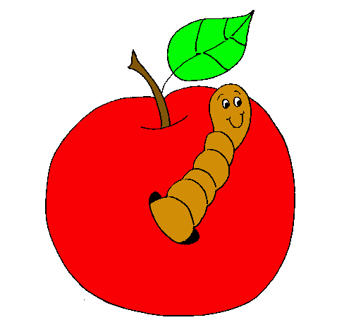 Dibujo Manzana con gusano pintado por GlJr 