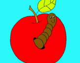 Dibujo Manzana con gusano pintado por kkkkkkkkkkkk