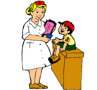 Dibujo Enfermera y niño pintado por IRIACURTO