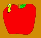 Dibujo Gusano en la fruta pintado por poppy