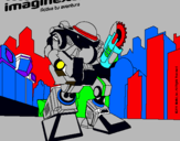 Dibujo Imaginext 4 pintado por derulo