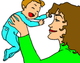 Dibujo Madre con su bebe pintado por narda 