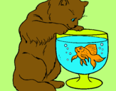 Dibujo Gato mirando al pez pintado por cachorra