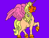 Dibujo Unicornio con alas pintado por piripiri