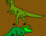Dibujo Triceratops y tiranosaurios rex pintado por Martarias