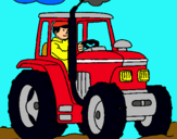 Dibujo Tractor en funcionamiento pintado por lois