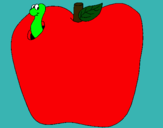 Dibujo Gusano en la fruta pintado por winston