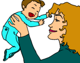Dibujo Madre con su bebe pintado por fernandavarg
