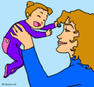 Dibujo Madre con su bebe pintado por paao