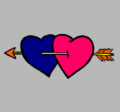 Dibujo Dos corazones con una flecha pintado por Danuu