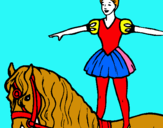 Dibujo Trapecista encima de caballo pintado por sidney
