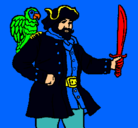 Dibujo Pirata con un loro pintado por taimiry