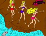 Dibujo Barbie y sus amigas en la playa pintado por sali-2003-xa