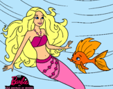 Dibujo Barbie sirena con su amiga pez pintado por Gemaperez