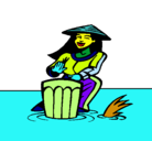 Dibujo Mujer tocando el bongó pintado por nahum