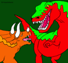 Dibujo Lucha de dinosaurios pintado por multiman