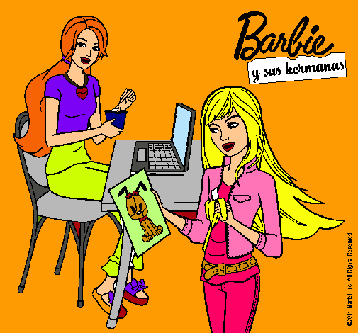 Barbie y su hermana merendando