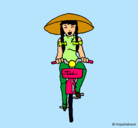 Dibujo China en bicicleta pintado por velasco