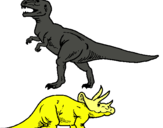 Dibujo Triceratops y tiranosaurios rex pintado por kkkkkkkkk