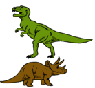 Dibujo Triceratops y tiranosaurios rex pintado por cuyy 