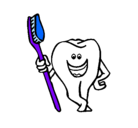 Dibujo Muela y cepillo de dientes pintado por iUDIA