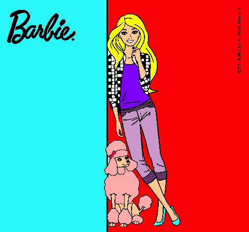 Barbie con cazadora de cuadros