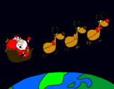 Dibujo Papa Noel repartiendo regalos 3 pintado por Oliver1