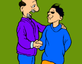 Dibujo Padre e hijo se estrechan la mano pintado por jorditumadre