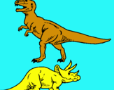 Dibujo Triceratops y tiranosaurios rex pintado por DAYRIS