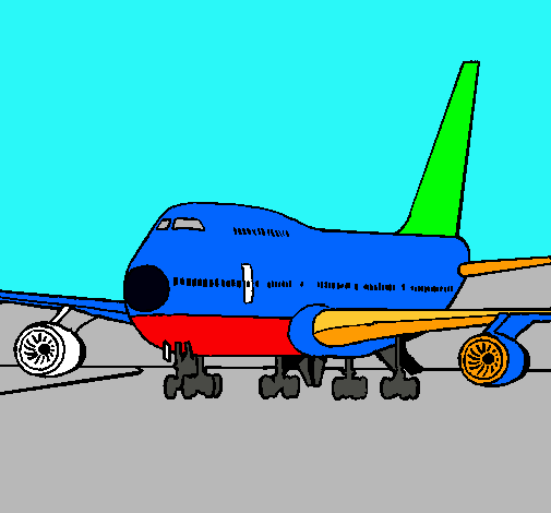 Dibujo Avión en pista pintado por JCRR