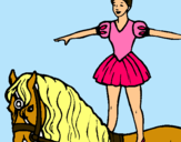 Dibujo Trapecista encima de caballo pintado por narda