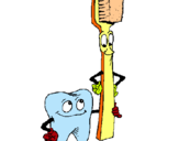 Dibujo Muela y cepillo de dientes pintado por juli23