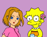 Dibujo Sakura y Lisa pintado por carolinesss