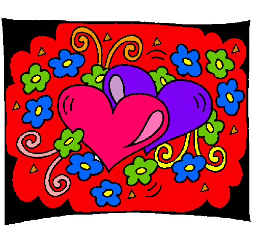 Dibujo Corazones y flores pintado por Danuu