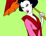 Dibujo Geisha con paraguas pintado por nico32